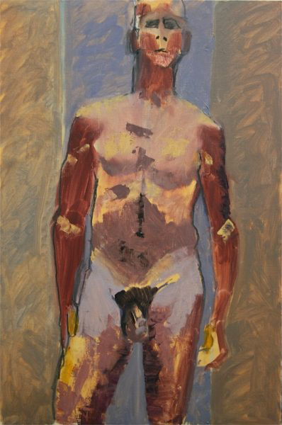 Art Courses Wales .Robust tall standing male figure during a weekend life class