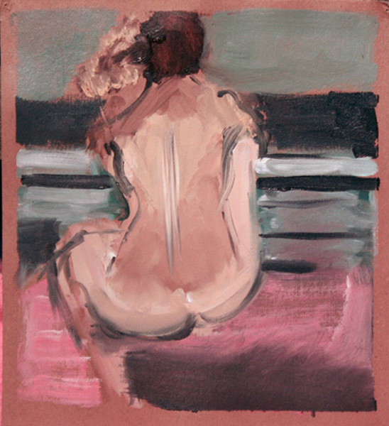 Weekend Life Class. .Beautiful and fluid painting of a female model' back.